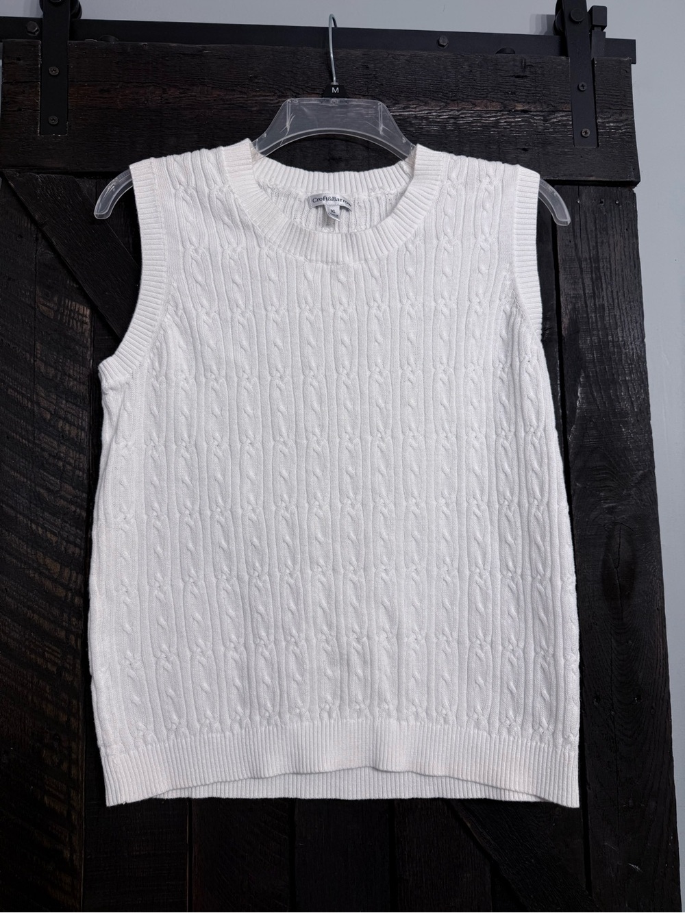 croft & barrow White Cable-Knit Sleeveless Crewneck Sweater Tank